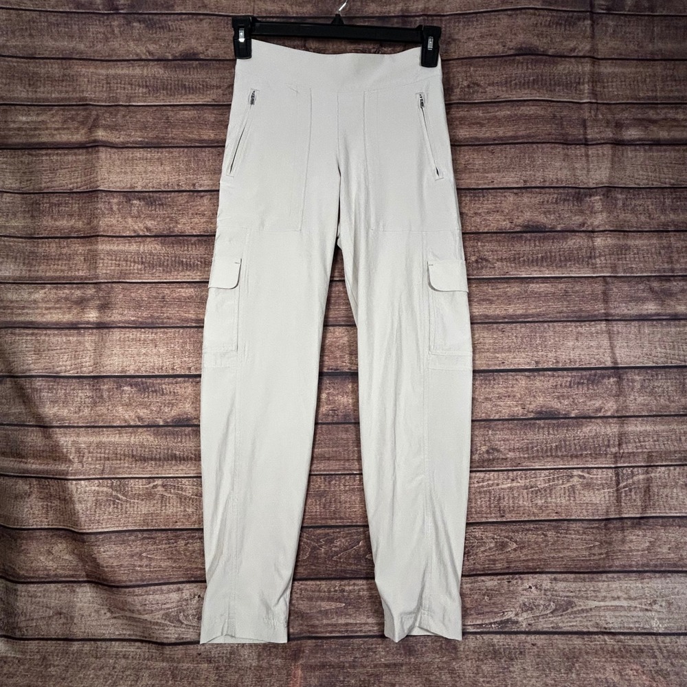 ATHLETA Chelsea Cargo Lined Joggers Abalone Beige City Pull On Pants 631619 sz 0